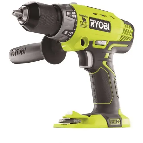 18-Volt ONE+ Cordless 1/2 in. Hammer Drill/Driver (Tool Only) with Handle Green