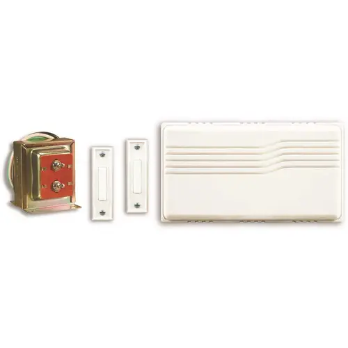 Wired Contractor Doorbell Kit with 2 Wired Push Buttons, White