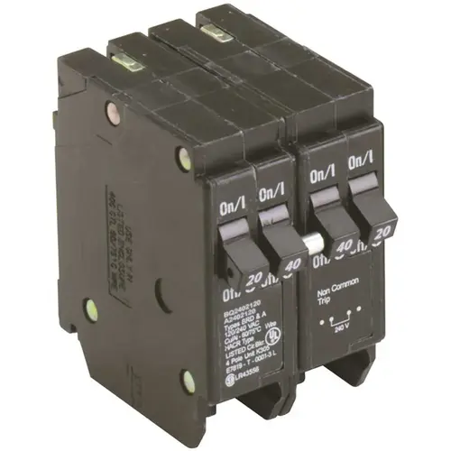 BR 1-40 Amp 2 Pole and 2-20 Amp 1 Pole BQ (Independent Trip) Quad Circuit Breaker Black