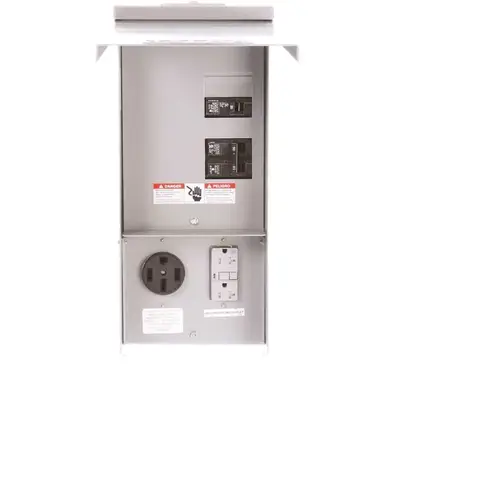 Temporary Power Outlet Panel 20 and 50 Amp Receptacles - Unmetered Gray