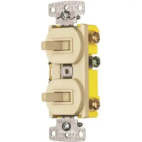 15 Amp 3-Way Regular Combo and Toggle Light Switch, Ivory