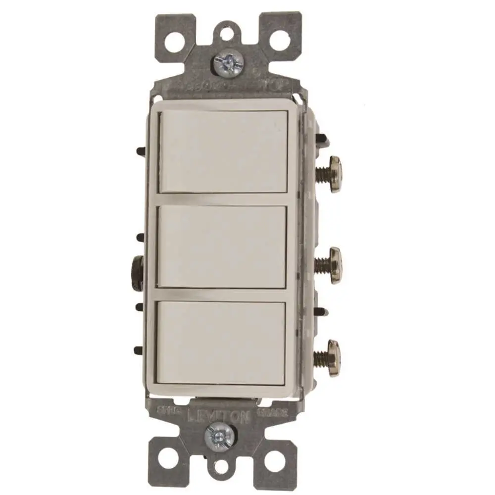 Leviton 15-Amp Commercial Grade Combination Three Single Pole Grounding Rocker Switches White 1755-2W