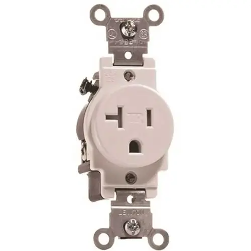 20 Amp 125-Volt NEMA 5-20R 2-Pole Commercial Grade Tamper-Resistant Single Receptacle, Ivory 20 Amp 125-Volt NEMA 5-20R 2-Pole Commercial Grade Tamper-Resistant Single Receptacle, Ivory