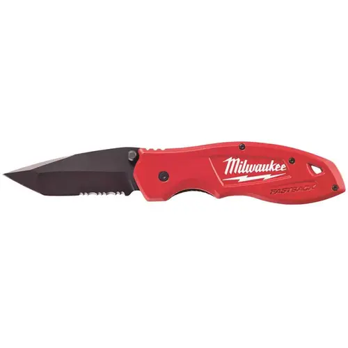 FASTBACK Series Utility Knife, 3 in L Blade, Stainless Steel Blade, Contour-Grip Handle, Red Handle