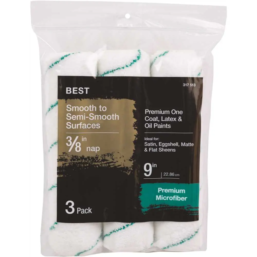 National Brand Alternative 9 in. x 3/8 in. Microfiber Paint Roller Cover - pack of 3 HD RS 1733