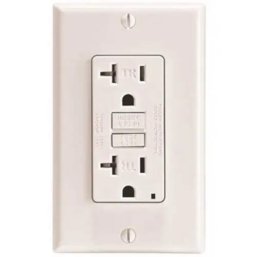 20 Amp 125-Volt NEMA 5-20R SmartlockPro 2-Pole Tamper-Resistant Duplex GFCI Receptacle with LED, White 20 Amp 125-Volt NEMA 5-20R SmartlockPro 2-Pole Tamper-Resistant Duplex GFCI Receptacle with LED, White