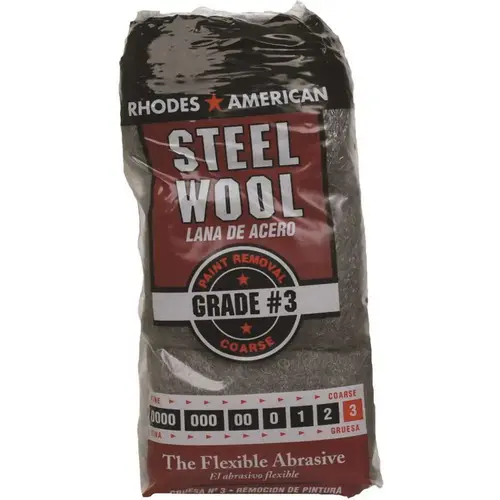 #3 12 Pad Steel Wool, Coarse Grade Gray - pack of 12
