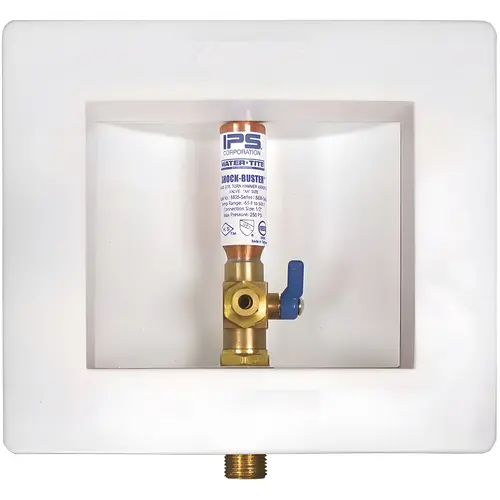 Water-Tite Icemaker Valve Outlet Box with 1/4 Turn Valve and Water Hammer Arrestor PEX Lead Free Water-Tite Icemaker Valve Outlet Box with 1/4 Turn Valve and Water Hammer Arrestor PEX Lead Free