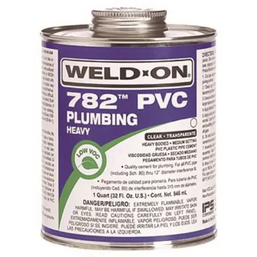 Weld On 782 Heavy-Bodied PVC Cement, Clear, Quart