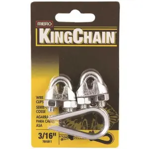 KingChain 701811 3/16 in. Zinc-Plated Wire Rope Clip and Thimble Set Metallic