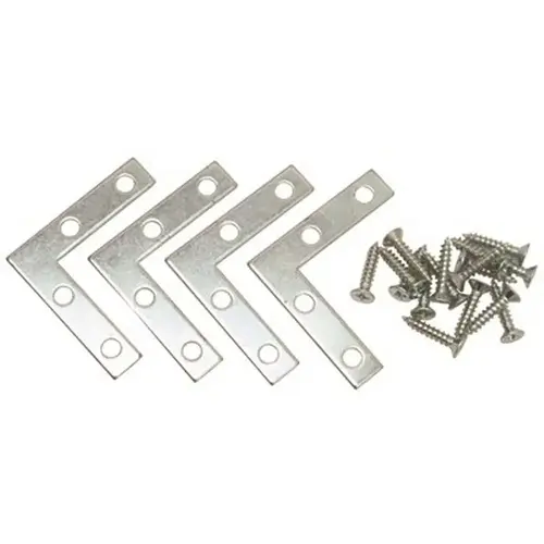 2 in. Polished Zinc Flat Corner Iron - pack of 4