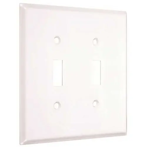 2-Gang Jumbo Toggle Wallplate, Smooth White