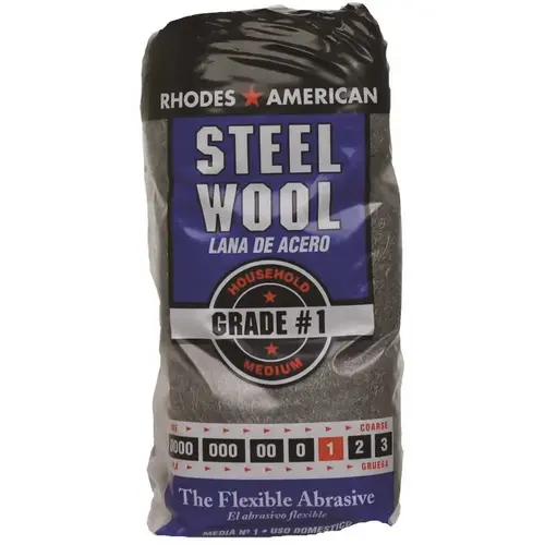 #1 12 Pad Steel Wool, Medium Grade Gray - pack of 12