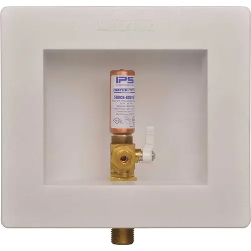 Water-Tite Icemaker Valve Outlet Box with 1/4 Turn Valve and Water Hammer Arrestor, IPS or Sweat Lead Free