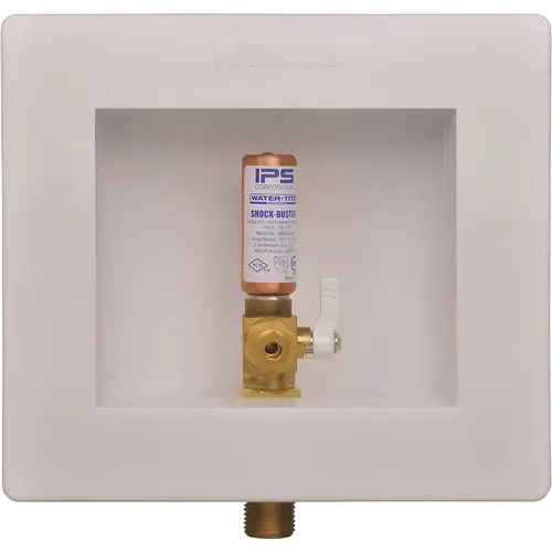 Water-Tite Icemaker Valve Outlet Box with 1/4 Turn Valve and Water Hammer Arrestor, IPS or Sweat Lead Free Water-Tite Icemaker Valve Outlet Box with 1/4 Turn Valve and Water Hammer Arrestor, IPS or Sweat Lead Free