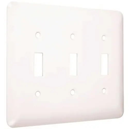 3-Gang Maxi Princess Toggle Wallplate, Smooth White
