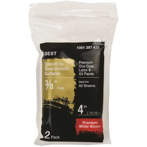 4 in. x 3/8 in. Shed Resistant White Woven Mini Paint Roller - Pair 4 in. x 3/8 in. Shed Resistant White Woven Mini Paint Roller - Pair