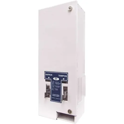 #1 White Feminine Hygiene Dual Dispenser W/ .25 Cent Mechanisms #1 White Feminine Hygiene Dual Dispenser W/ .25 Cent Mechanisms