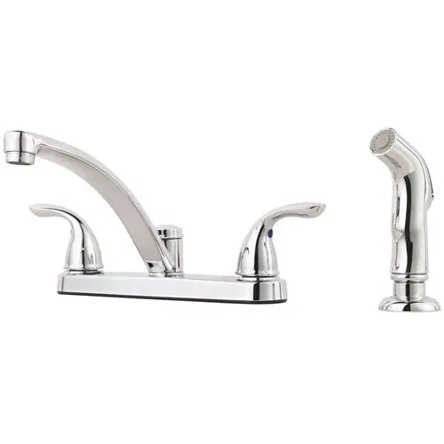 Pfirst Series 2-Handle Standard Kitchen Faucet with Side Sprayer in Polished Chrome Pfirst Series 2-Handle Standard Kitchen Faucet with Side Sprayer in Polished Chrome