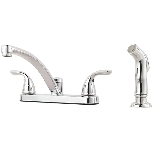 Pfirst Series 2-Handle Standard Kitchen Faucet with Side Sprayer in Polished Chrome Pfirst Series 2-Handle Standard Kitchen Faucet with Side Sprayer in Polished Chrome