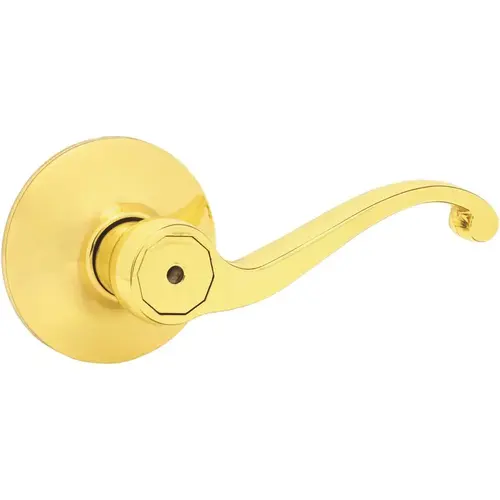 Polished Brass Decorative Bed/Bath Door Lever with Adjustable Backset