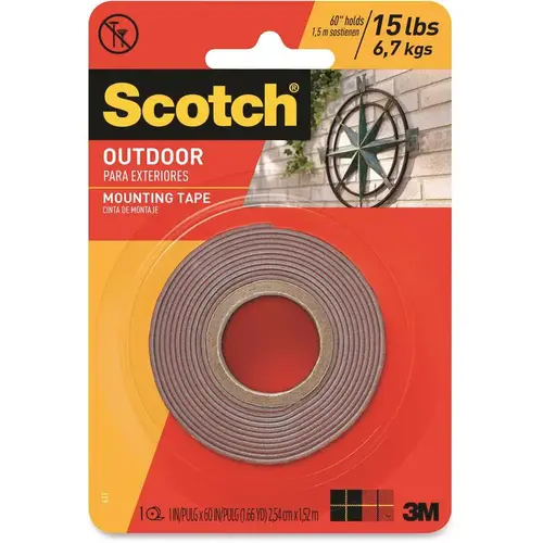 1 in. x 1.66 yds. Permanent Double Sided Outdoor Mounting Tape Gray 1 in. x 1.66 yds. Permanent Double Sided Outdoor Mounting Tape Gray