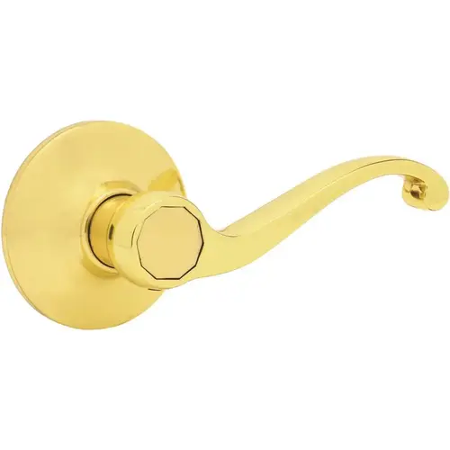 Polished Brass Decorative Hall/Closet Door Lever with Adjustable Backset