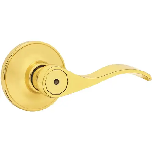 Polished Brass Decorative Bed/Bath Door Lever with Adjustable Backset