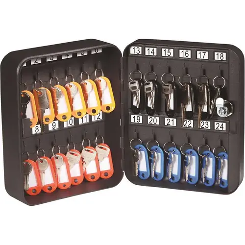 24 Key Steel Security Box Black