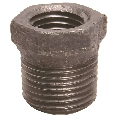 1" X 3/4" Black Malleable Bushing, Iron Material, Mip X Fip Connection, 1" X 1.42" X 1" Size, Black Finish 1" X 3/4" Black Malleable Bushing, Iron Material, Mip X Fip Connection, 1" X 1.42" X 1" Size, Black Finish