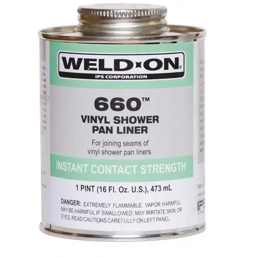 Weld-On 660 PVC Shower Pan Liner Cement Fast Drying Low VOC