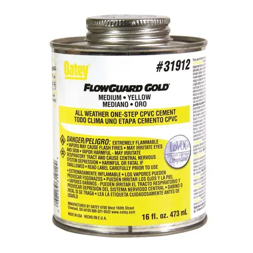 FlowGuard Gold 16 Oz. Medium Bodied Yellow All Weather One-Step CPVC Cement