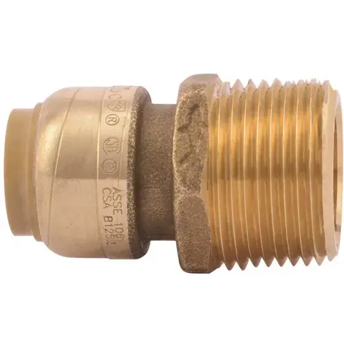 1/2 in. x 3/4 in. MNPT Brass Push-to-Connect Reducing Connector, Male NPT 1/2 in. x 3/4 in. MNPT Brass Push-to-Connect Reducing Connector, Male NPT