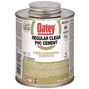 Oatey 310143 Solvent Cement, 16 oz Can, Liquid, Clear