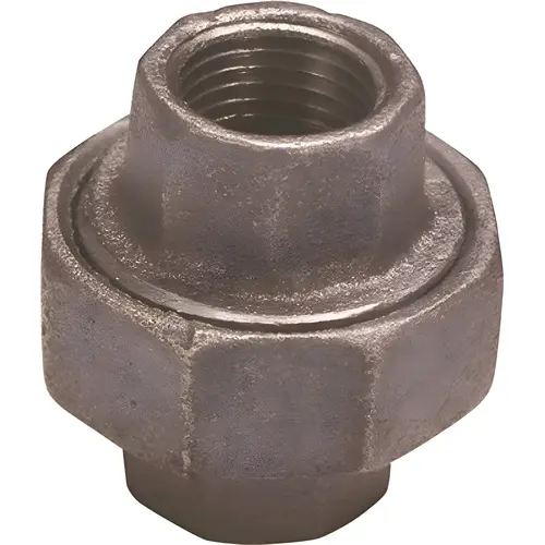 1-1/4" Black Malleable Union, Malleable Iron Material, Fip X Fip Connection, 1-1/4" Fitting Size, Black Finish 1-1/4" Black Malleable Union, Malleable Iron Material, Fip X Fip Connection, 1-1/4" Fitting Size, Black Finish