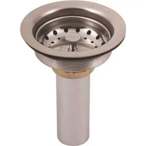 Stainless Steel Sink Strainer with Brass Tailpiece in Chrome-Plated Stainless Steel Sink Strainer with Brass Tailpiece in Chrome-Plated