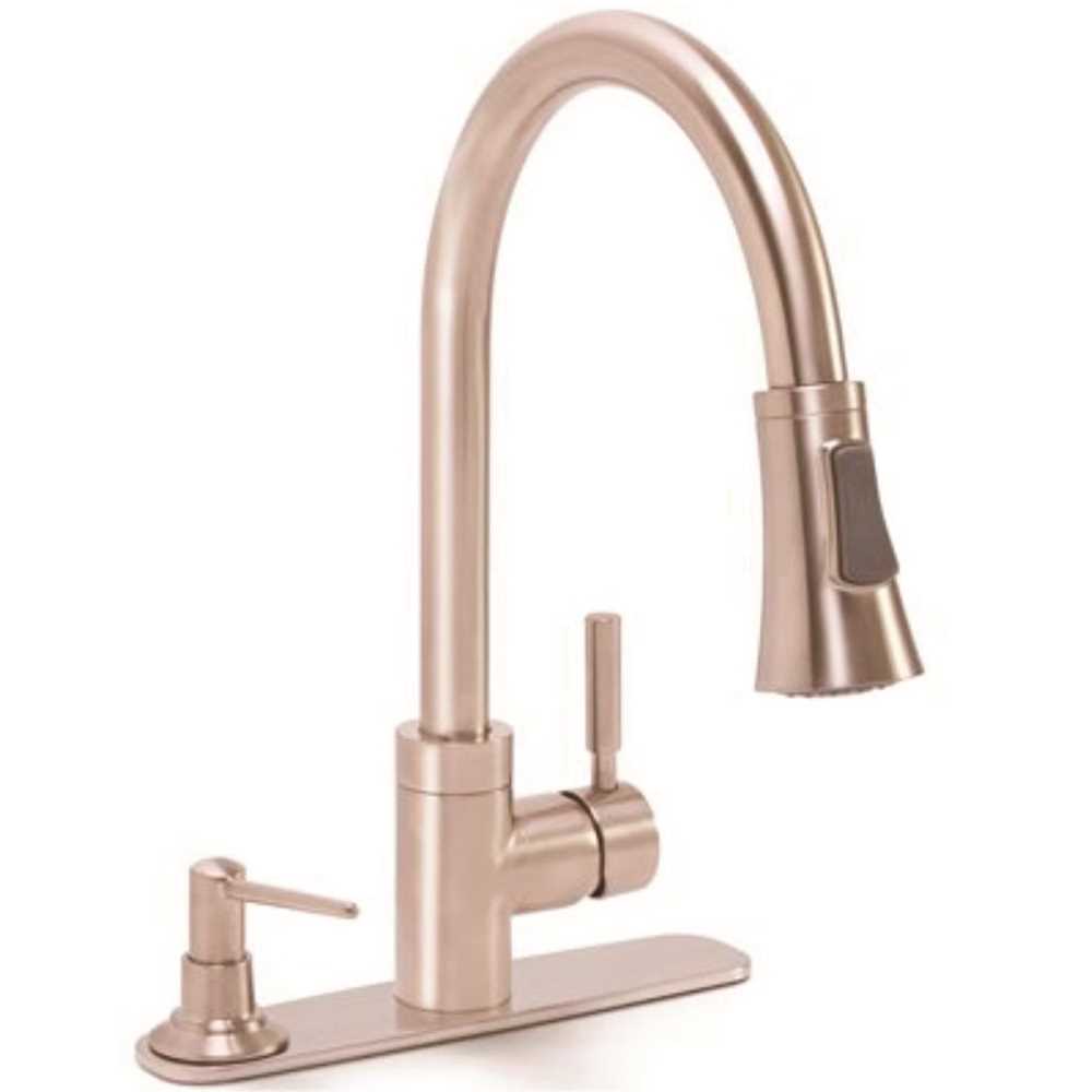 Premier 67258W-0004 Essen Single-Handle Pull-Down Sprayer Kitchen Faucet with Soap Dispenser in PVD Brushed Nickel BRUSH NICKEL