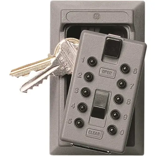 Mounted 5-Key Box with Pushbutton Combination Lock, Titanium