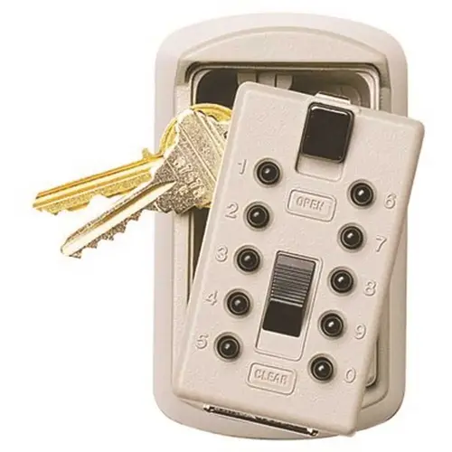 Mounted 2-Key Box with Pushbutton Combination Lock, Clay