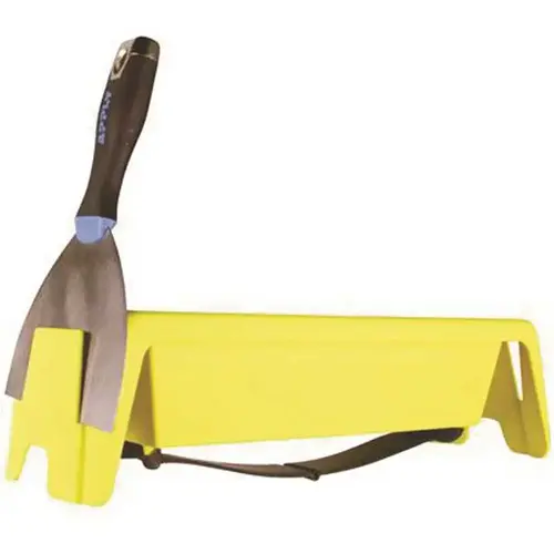 10 in. Plastic Mud Pan with Comfort Strap and Wiping Blade Yellow 10 in. Plastic Mud Pan with Comfort Strap and Wiping Blade Yellow