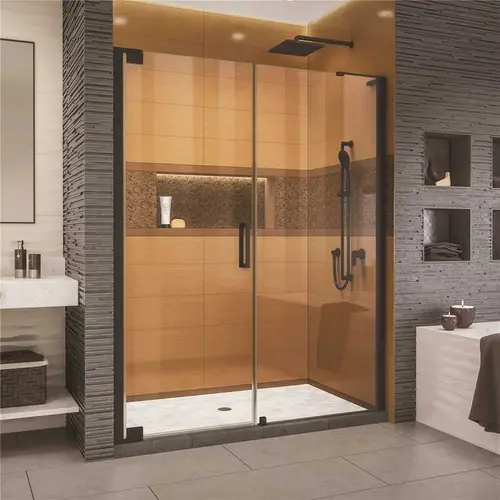 Elegance-LS 58-1/2 in. to 60-1/2 in. W x 72 in. H Frameless Pivot Shower Door in Satin Black Elegance-LS 58-1/2 in. to 60-1/2 in. W x 72 in. H Frameless Pivot Shower Door in Satin Black