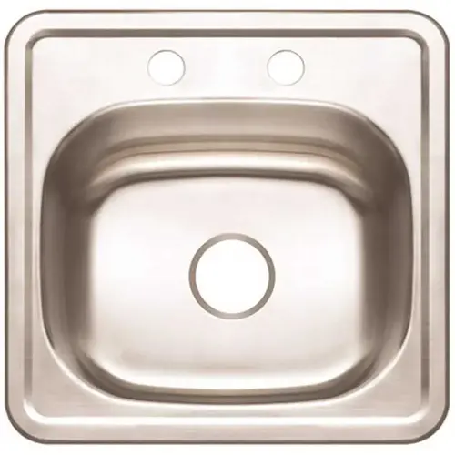 15 in. Top Mount Stainless Steel Bar Sink 2-Hole with Brush Finish 15 in. Top Mount Stainless Steel Bar Sink 2-Hole with Brush Finish