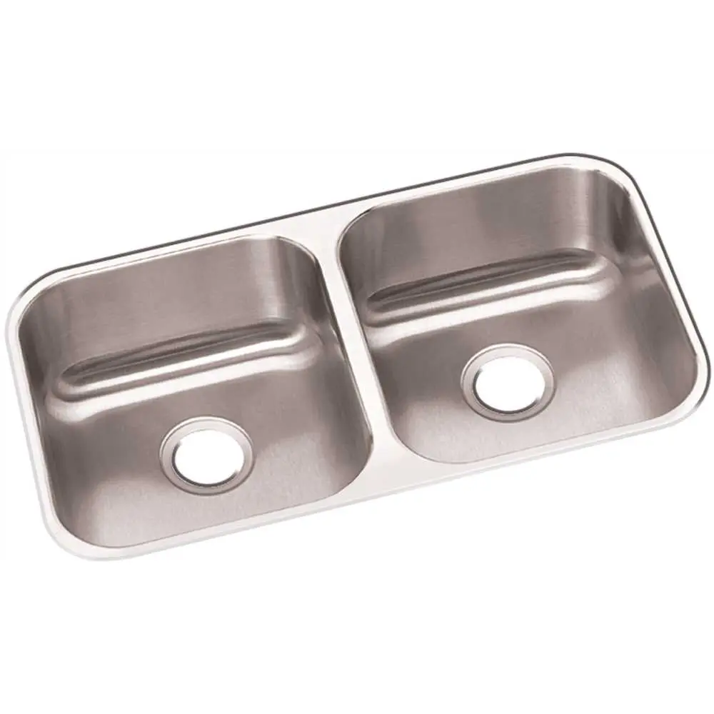 Elkay Dayton Undermount Stainless Steel 32 in. 50/50 Double Bowl Kitchen Sink DXUH3118 Elkay Dayton Undermount Stainless Steel 32 in. 50/50 Double Bowl Kitchen Sink DXUH3118