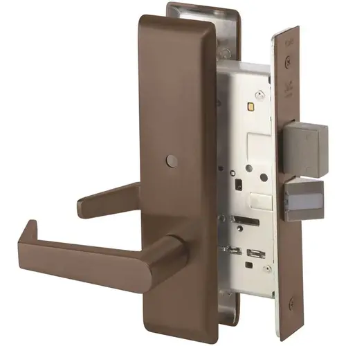 Grade 1 Escutcheon Plate Privacy with Deadbolt Mortise Handleset Bronze