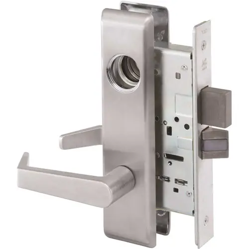 Less Cylinder, Escutcheon Plate, Dormitory with Deadbolt Mortise Handleset Chrome Less Cylinder, Escutcheon Plate, Dormitory with Deadbolt Mortise Handleset Chrome