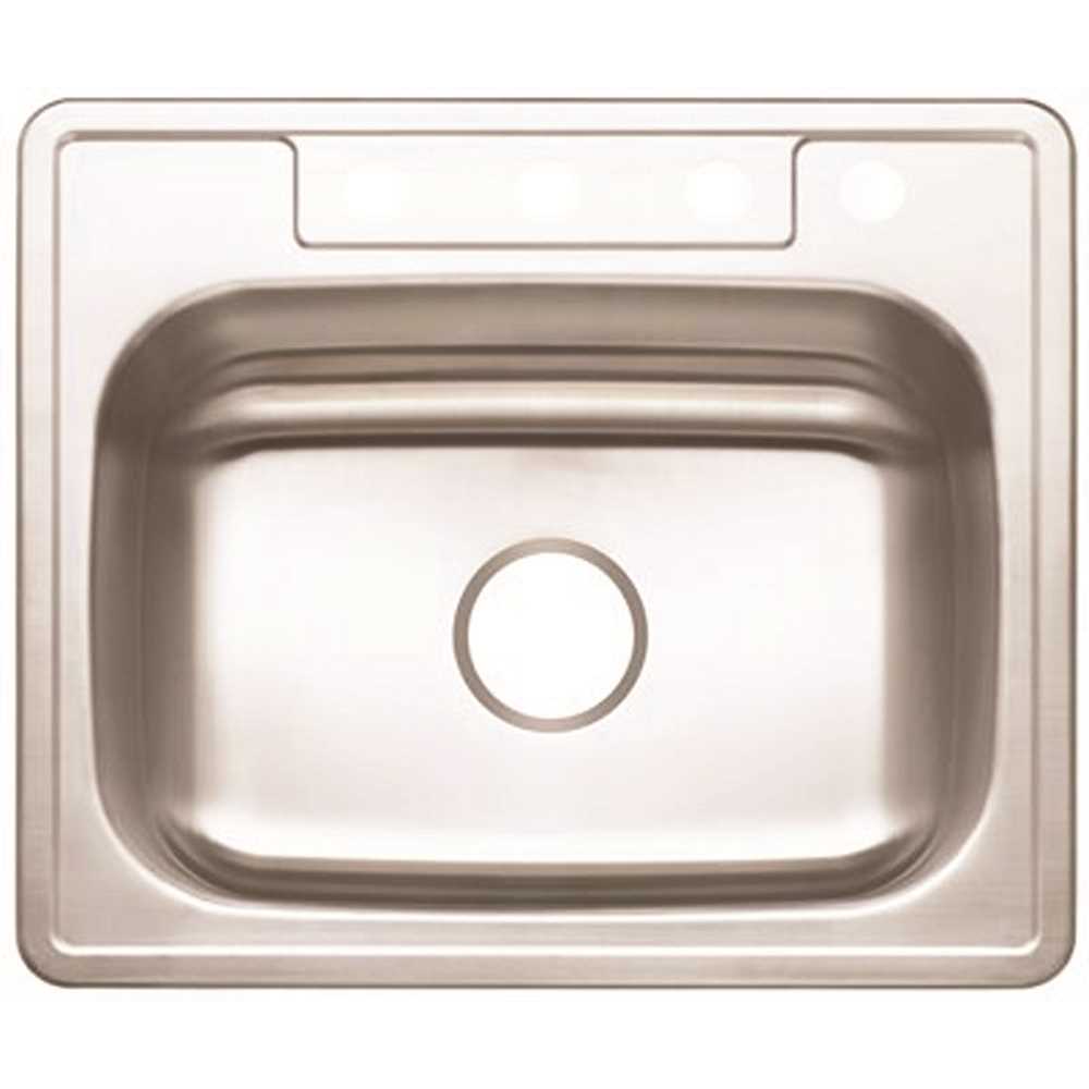 Premier 3562895 Drop-In Stainless Steel Kitchen Sink 25 in. 4-Hole Single Bowl Kitchen Sink with Brush Finish