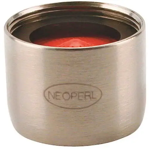 Perlator 2.2 GPM 55/64 in. - 27 Regular Female Faucet Aerator, Brushed Nickel Red/brushed nickel