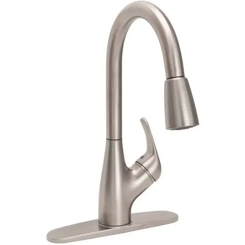 Waterfront Single-Handle Pull-Down Sprayer Kitchen Faucet in Brushed Nickel