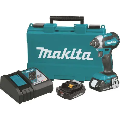 18-Volt LXT Lithium-Ion Compact Brushless 1/4 in. Cordless Impact Driver Kit with (2) Batteries 2.0Ah Charger Case Teal 18-Volt LXT Lithium-Ion Compact Brushless 1/4 in. Cordless Impact Driver Kit with (2) Batteries 2.0Ah Charger Case Teal