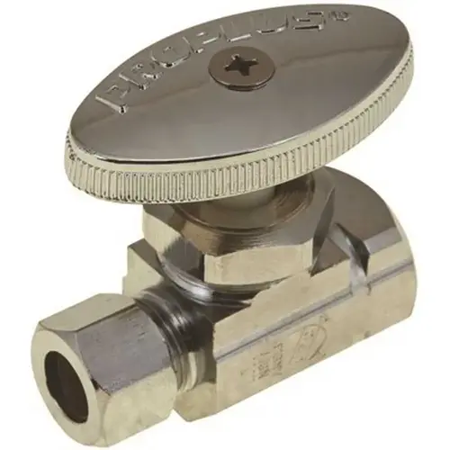 Straight Stop 1/2 in. IPS x 3/8 in. OD Compression Chrome Lead-Free Chrome Plated Straight Stop 1/2 in. IPS x 3/8 in. OD Compression Chrome Lead-Free Chrome Plated